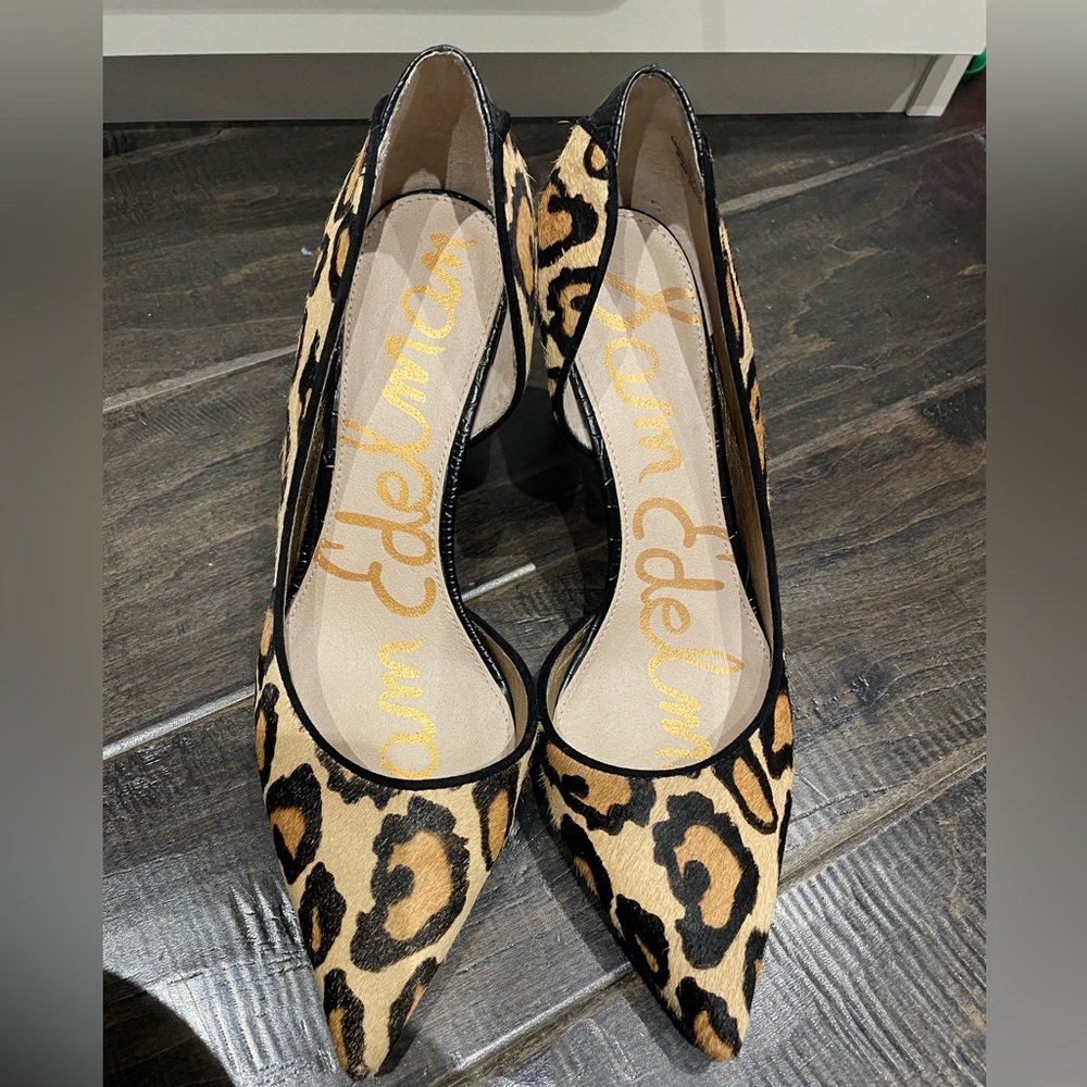 SAM EDELMAN Women's Hazel Leopard Print Calf hair high heel pump.  Size 7